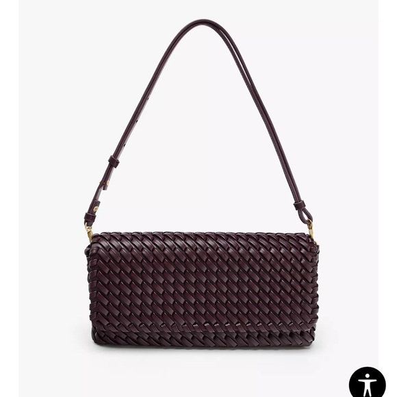 Zara Burgundy Red Woven Shoulder Crossbody Clutch Bag - Picture 1 of 13
